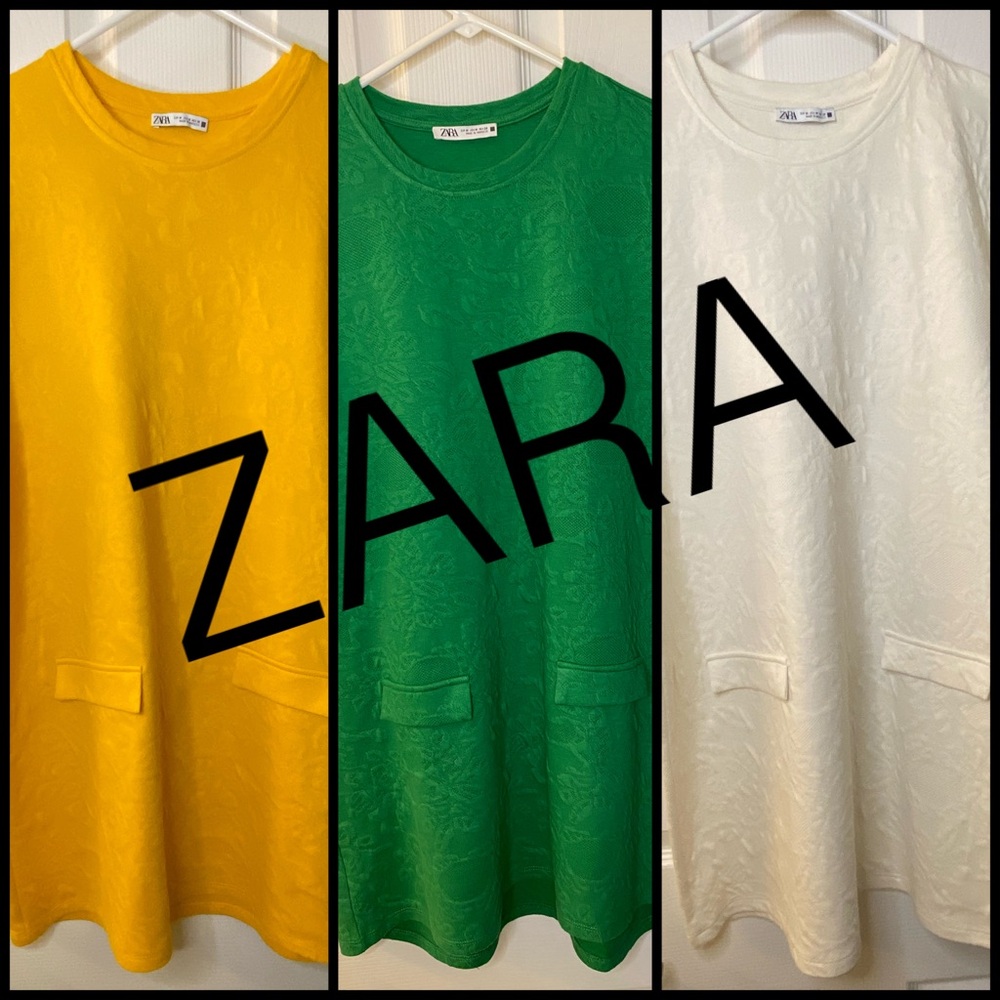 🤍 Cream Zara Short Textured Dress